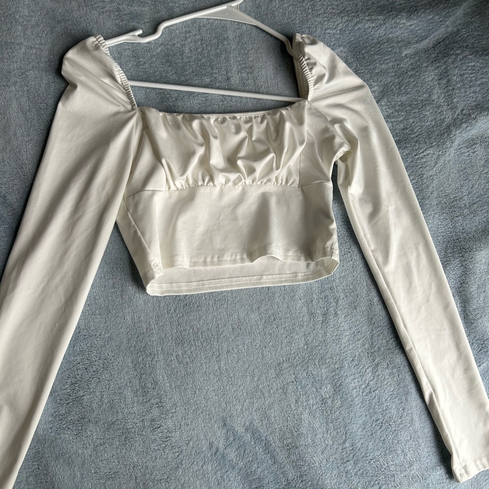 Elegant Cream Long Sleeve Women's Top